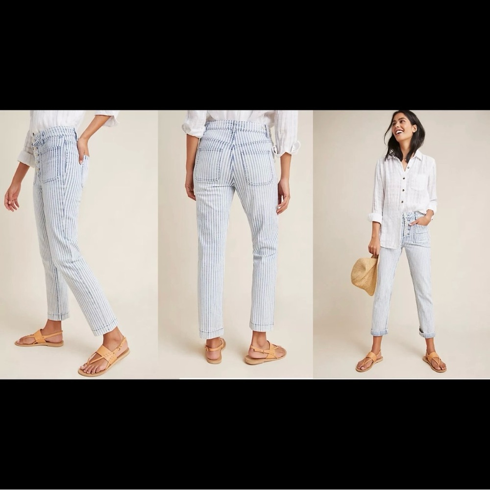 Pilcro and The Letterpress by Anthro high-rise slim railroad striped jeans 28